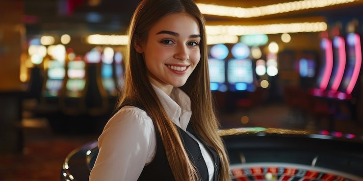 Infinite Blackjack betting interface showing stake amount, card hand values, and action buttons